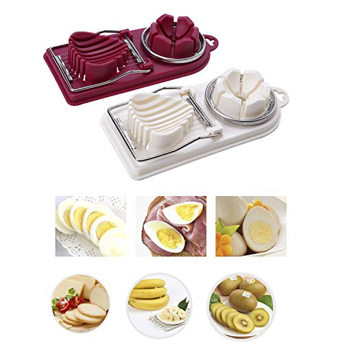 Hooshion Mehrzweck-Eierschneider, Edelstahl, Draht, konserviert, Eierschneider, für hart gekochte Eier, konservierte Eier, Käse, Banane, Kiwi, Obst, 2 Stück Cover