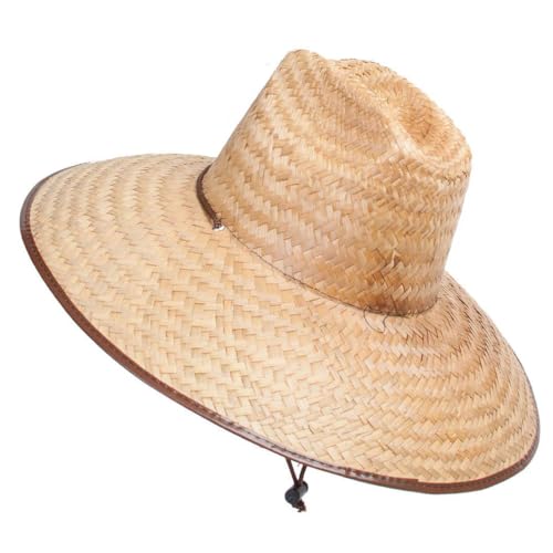 Sombrero de paja con ala ancha natural de 5 pulgadas miniatura 3