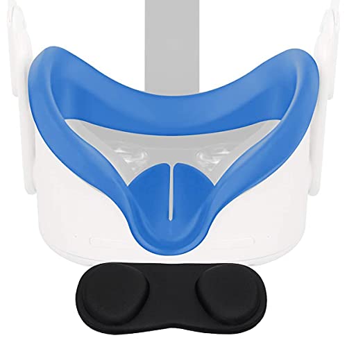 Niuvr Facial Mask Cover & Dustproof Lens Protector For Quest 2 Headset, Washable Lightproof Anti-Leakage Silicone Interface Pad Cushion And Lens Cover Compatible With Quest 2 Vr Headset (1 Set) #TOP11
