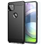 Moto One 5G ace case,Motorola one 5G ace Case with HD Screen Protector,M MAIKEZI Soft TPU Slim Fashion Non-Slip Protective Phone Case Cover for Motorola Moto one 5G ace (Black Brushed TPU)