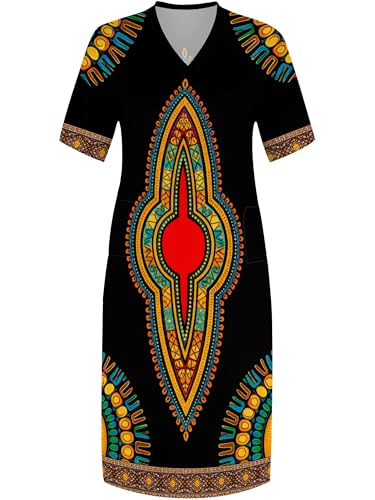 Image of SUZONANA Plus Size Dresses for Curvy Women African Print American Dress Summer Outfits Casual Loose with Pocket