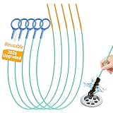 Reusable Drain Snake Hair Drain Clog Remover 30 Inch, 2026 Upgraded Sink Snake Drain Hair Removal Tool, Anti-Break Metal Shower Snake Drain Cleaner to Unclog Bathroom Sink, Tub, Shower Pipe(5 Pack)