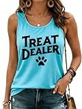 Treat Dealer Shirt Women Dog Lover Moms Cute Dogs Paw Tank Tops Funny Racerback Tanks Casual Yoga Workout Tee