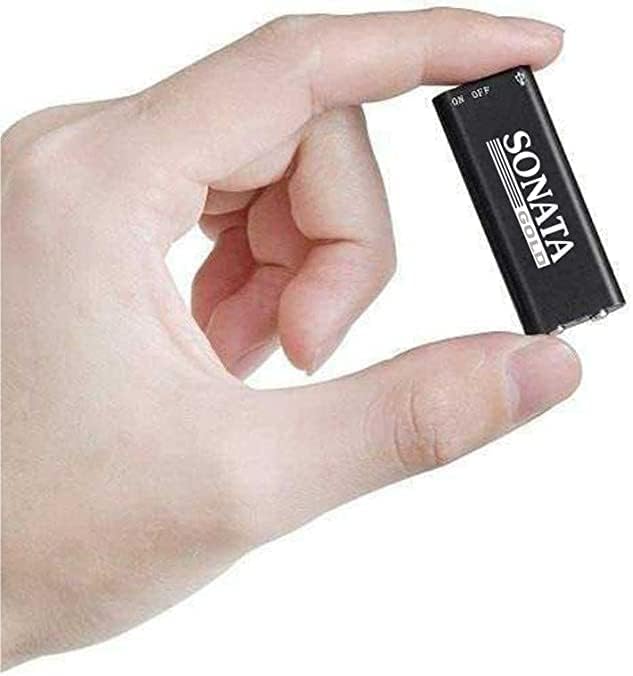 SONATA GOLD Mini Small Spy Voice Audio Recorder Super Long Storage Capacity 8GB up to 14 Hours Recording | Date & Time Stamp | Easy to Use | Crystal Clear Digital Recording Mp3 Player (8GB)