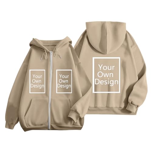 Image of Custom Jackets Design Your Own Full Zipper Hooded Sweatshirt Custom Sweatshirt T Shirts Add Your Own Text or Picture