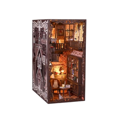 Casa miniatura de madera Sharplace iluminada ideal como regalo de manualidades