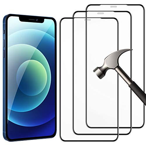 Cocoda [3 Piezas Protector Pantalla para iPhone 12/12 Pro, [Marco Instalación Fácil] [Dureza 9H] [Sin Burbujas] Cobertura Completa Cristal HD Templado Compatible con iPhone 12/12 Pro-6.1