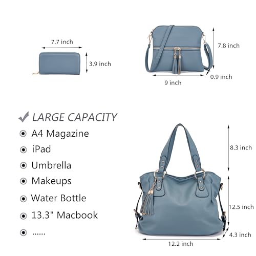 Image of Qiyuer Slouchy Handbag for Women Shoulder Bag Hobo Purse Wallet Set 3pcs