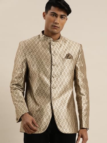 Image of VASTRAMAY Men's Banarasi Brocade Slim Fit Jodhpuri | Handcrafted Ethnic Outfit with Mandarin Collar