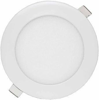 LOWENERGIE 9w LED Round Ceiling Panel Light White Recessed Down Lighting, 150mm Dia, 75w Halogen Equivalent 4000K Warm White x 1 [Energy Class D]