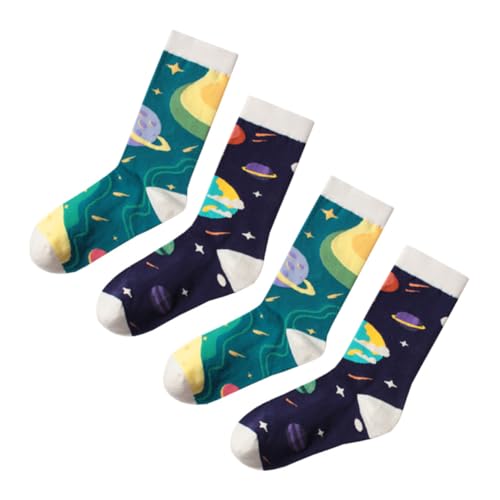 Ipetboom 1 Set 2 Pairs Mid Calf Winter Socks Space Series Warm Socks for Autumn and Winter Assorted style Design