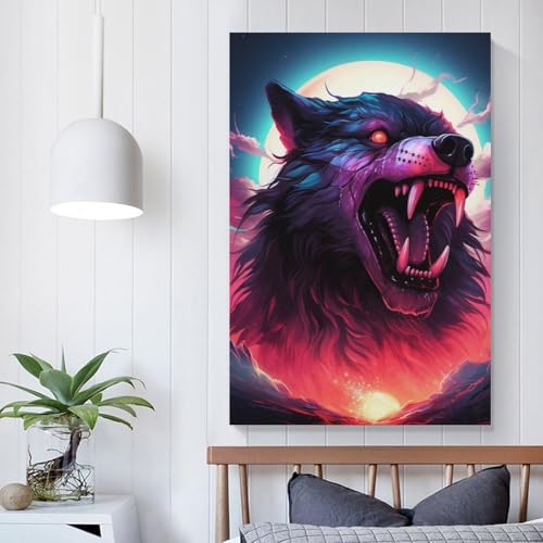Image sur toile loup pour décoration de chambre ambiance nature