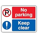 V Safety Hinweisschild 'No Parking Keep Clear', Doppel-Symbol, Querformat...