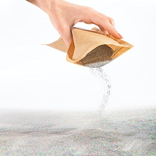 Creative Deco 200g Silber Holographischer Glitzerpulver für Wandfarbe | 0,2mm Glitzer-Pulver Glitzer Wand | Farbzusätze Nagel-Lack & Epoxid-Harz Zusatz | Für Kunst Handwerk Schleim & DIY