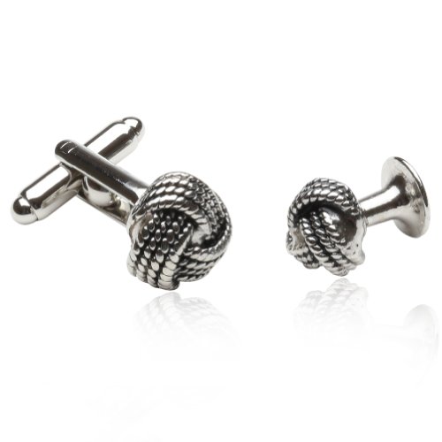 Classic Woven Silver Knot Tuxedo Cufflink And Stud Set Formal Set With Presentation Box Groom Groomsmen Wedding #TOP1