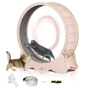 Naviconvex Cat Wheel, 48″ XL Large Cats Exercise Running Wheel, Cat Treadmill for Indoor Cats, Pink
