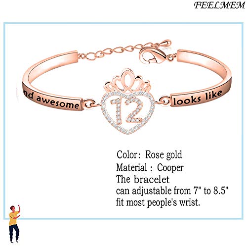 Image of FEELMEM Birthday Gifts Bracelet 12th 13th 16th 18th 30th 40th Crown Queen Charm Bracelet Birthday Gift for Daughter Niece