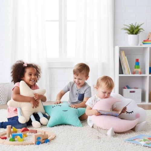 Image of Decorative Kids Cushion Set, Moon Cloud and Star Shaped Pillows