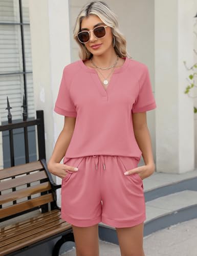 Image of LOMON Womens Two Piece Sets Summer Lounge Sets Sweatsuit Shorts Set Casual Matching Sets