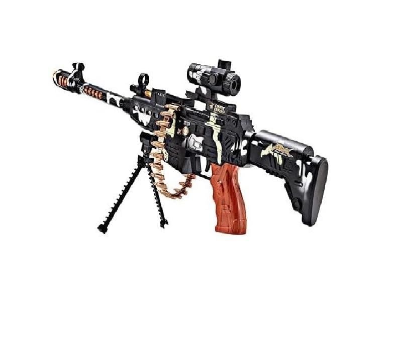 Image of Eclet Revolving Machine Gun Toy for Kids - 1 Pc Army Style Money Gun with Stand & Carry Strap | Fun Pretend Play Toy for Boys & Girls