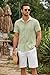 COOFANDY Mens Short Sleeve Shirts Cuban Guayabera Shirt Casual Button Up Beach Shirts Light Green