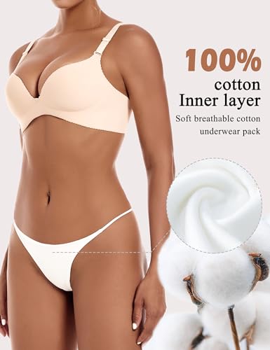 Image of VISSAY Cotton Thongs for Women Pack,Low Rise Ladies Underwear,Sexy Stretch Breathable Comfortable Thong Panties 6 Pack