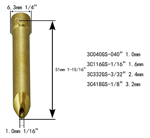 Image of RIVERWELD TIG Long Wedge Collet 3C418GS-1 /8 inch 3.2mm 10pcs | Fit DB SR WP 17 18 26 TIG Welding Torch