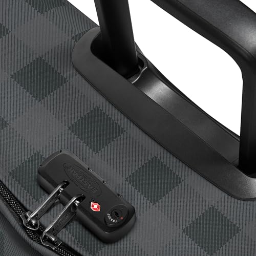 Image of EASTPAK Tranverz M - 78L Medium Soft Sided Checked Luggage, Dual Compartments, TSA Lock, Compression Straps & Smooth Inline Wheels, Checker Dark Grey