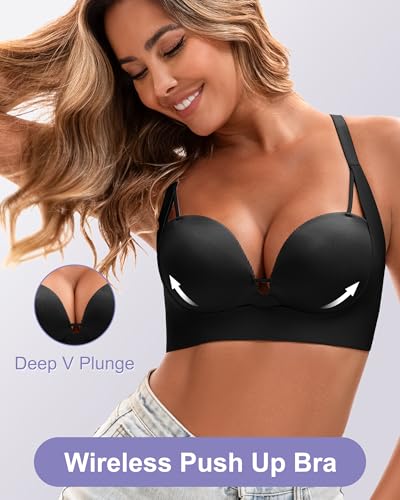 FallSweet Push Up Bras for Women Wireless Add 2 Cups Padded Brassieres Back Fat Smoothing Bra4