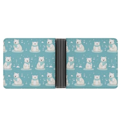 Cute Polar Bears Funny Billfold Wallet Credit Card Holder Slim Passcase Pouch Purse for Men Women
