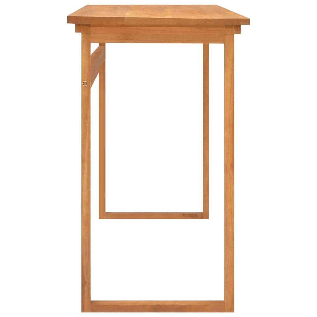 Scrivania 120 x 45 x 75 cm, in legno massello teak, scrivania segretaria, scrivania per computer, design salvaspazio, ideale per l'ufficio di casa
