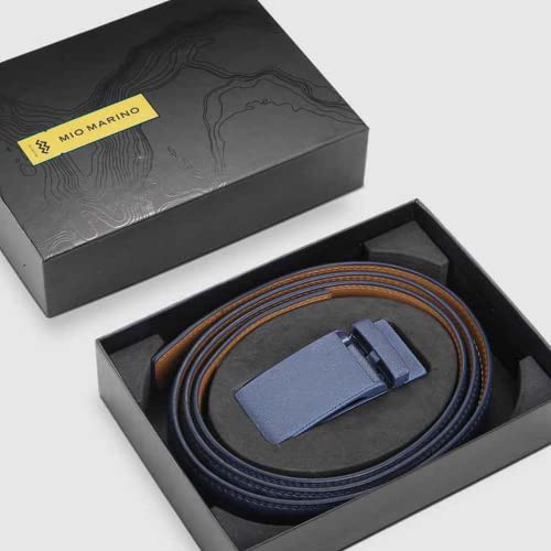 Image of Marino Avenue Ratchet Belt for Men. Adjustable Leather Dress Belt with 38 Easy to Click Into Place Ratchet Closures.