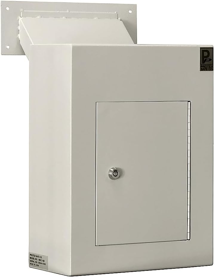 Protex WDC-160 BLACK Wall/Door Through Drop Box,for keys, car remotes, cash, checks and envelopes, Metal baffle, Pre-drilled mounting holes,double steel door, With Adjustable Chute