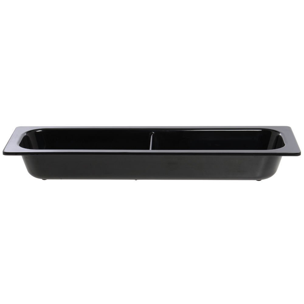 Serving Bowl Display Bowl 1/2 Size Long Divided Black Melamine by HUBERT – Melamine, Black, Model H0021-BLACK