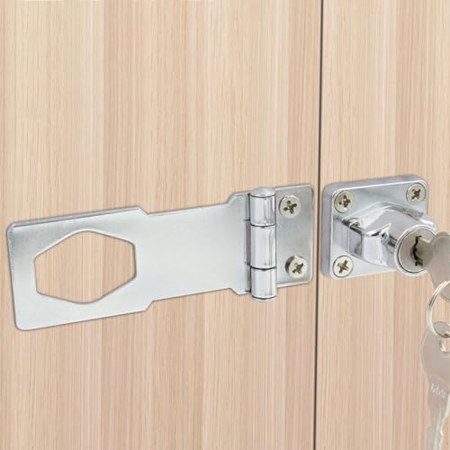 Image of 2 Packs Keyed Hasp Locks, 4 Inch Twist Lock Key Locking Hasp, Cabinet Locks with Keys and Screws, Stainless Steel Safety Hasp Lock Latch Padlock for Small Doors, Drawers, Silver