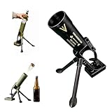 51mm Beer Bottle Mortar Bottle Opener Automatic Bottle Opener Heavy-Duty Tactical Cap Launcher Men Hands-Free Push down Bottles Cap Launcher Novelty Cap-Launching Desk Bar Accessory Home Party (Black)