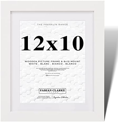 Fabian Clarke London® Modern White A2 Wooden Picture Photo Frame with White A3 Mount to Hang Portrait or Landscape