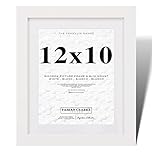 Fabian Clarke London® 12X10 Picture Frame Wooden White with White 10x8 Mount to Hang Portrait or Landscape