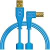 DJ TechTools Chroma Cables Right-Angled USB-A to USB-B Cable | 1.5m / 5 ft | Audio Optimized | Shielded from Interference | Cable Tie (Blue)