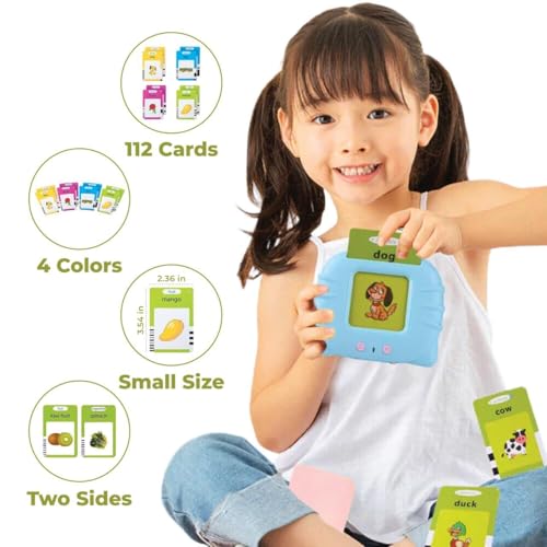 Image of Talking, Rechargeable, Electronic Flash Cards Learning Toy, 110+ Interactive Double Sided Montessori Cards for 2-5 Year Old Boys, Educational Toy for 3 Year Old, Birthday Gift for Kids