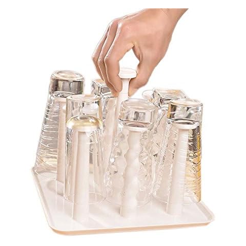 E-MEOLY Multifunction Mug Organizer Holder Cup Drying Rack Bottle Dish Cup Drainer Organizer (White) Cover