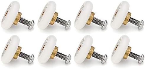 Set of 8 Dia 19mm Stainless Steel Shower Door Wheels Rollers Runners, White, 19mm x 5mm (Stainless steel-8PCS)
