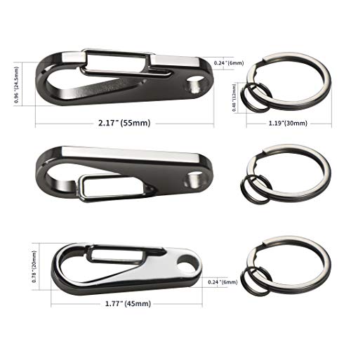 8 Pack 304 Stainless Steel Heavy Duty With 6Mm Thickness,Carabiner Clip With Keyring And Quick Release Snap Hook & Keyring Keychain Holder #TOP2