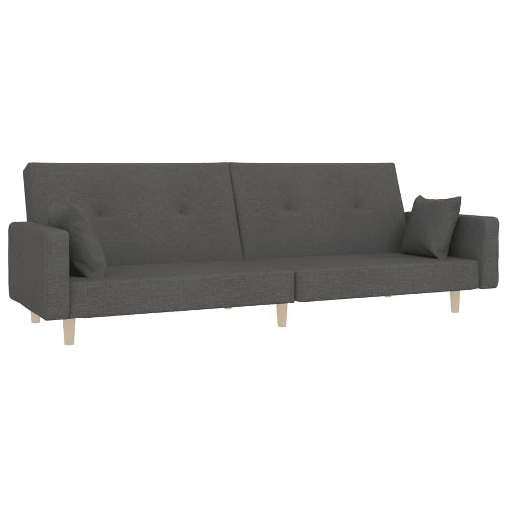 Divano Letto a 2 Posti con 2 Cuscini Grigio Scuro in Tessuto,Divano,Divano da Soggiorno,Design Moderno,Divano Posti Economico-375742