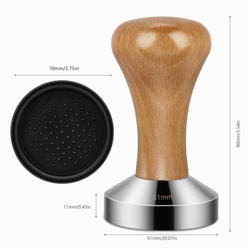 Miniatura 3 de Hicoosee Café Tamper, 51mm Tamper De Acero Inoxidable Para Café Exprés Prensador Para Café Base Plana