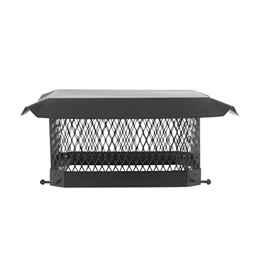 Hy-Guard Hg1313 Single Bolt On Galvanized Steel Chimney Cover, Mesh Size 3/4", Fits Outside Existing Clay Flue Tile, 13" X 13", Black #TOP1