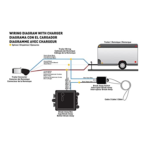 Trailer Brakes Breakaway Kit, Trailer Breakaway Kit, 12V Vehicle Universal Break Away System with 7 Box Battery Charger（Battery not included）, Built In LED Indicator Trailer Accessories by Gugxiom - Used condition - Image 5