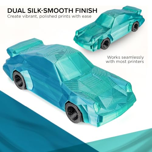 Image of Polymaker Panchroma Dual Silk PLA 3D Printing Filament, 1.75mm 1kg, Silk Caribbean Sea (Blue-Green), New and Improved Formula, Better Strength, Printing Speed & Clog-Free