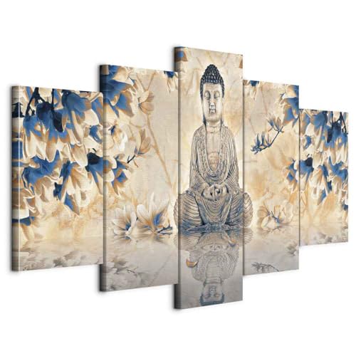 Cuadros B&D XXL - Tableau décoratif moderne 200x100 cm - Impression sur toile - Décoration murale - Asie bouddhisme feng shui fleurs magnolias orienter religions plantes eau zen 020113-243