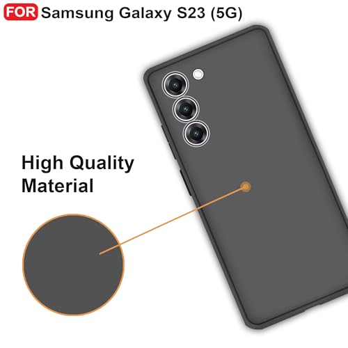 Image of CEDO Back Cover for Samsung Galaxy S23 (5G) | Camera Bump Protection & Inner Velvet Fabric Lining | Ultra Slim Matte Soft Rubberised Case Cover (Black)